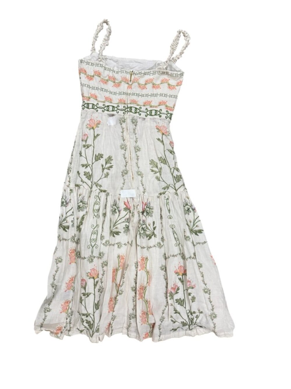Agua Bendita Cream Floral Midi Dress with Pink & Green Botanicals - Picture 9 of 14